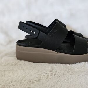 Crocs Women's Black and Tan Sandals